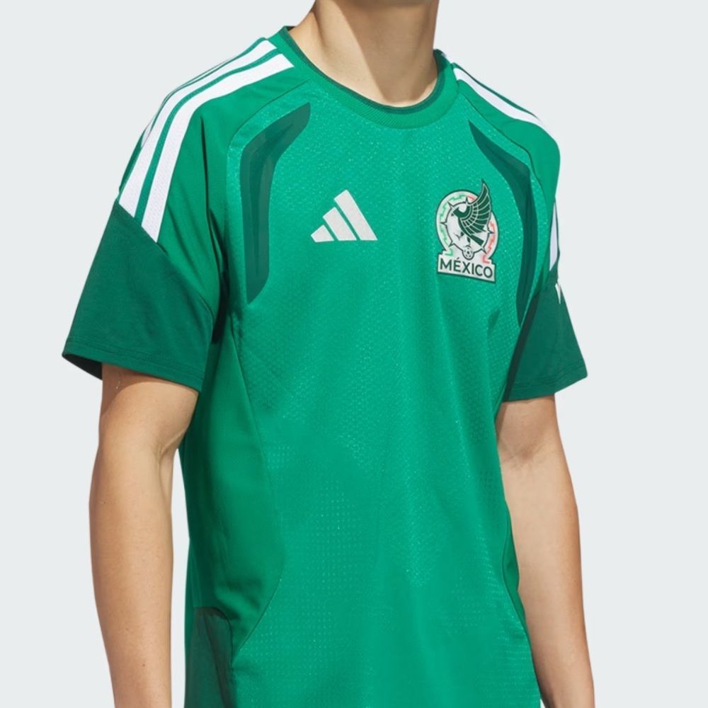 Adidas Mexico Green Men's Soccer Jersey With White Stripes